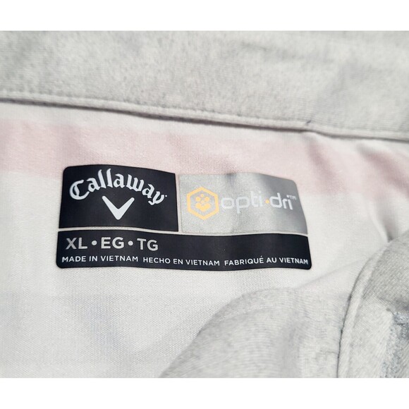 CALLAWAY OPTI-DRI GOLF Polo Shirt XL Gray Red Striped Moisture Wicking NWOT - Picture 8 of 12